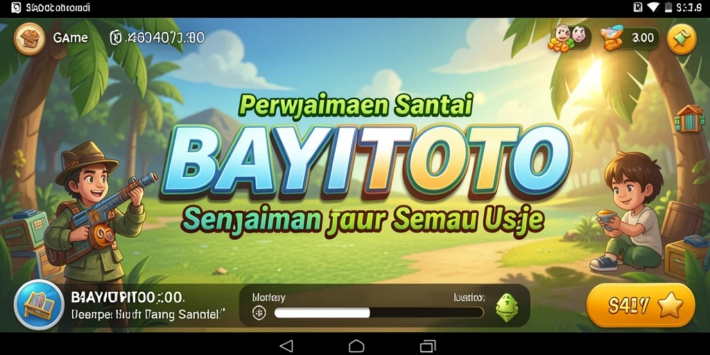 Screenshot utama BAYITOTO menampilkan gameplay yang ceria dan penuh warna.