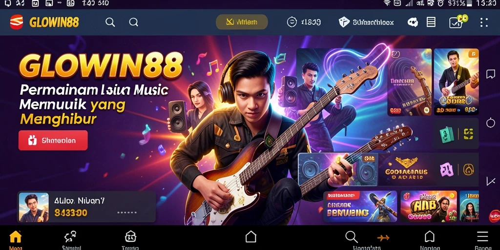 Screenshot gameplay GLOWIN88 yang menampilkan interaksi musik yang menyenangkan.