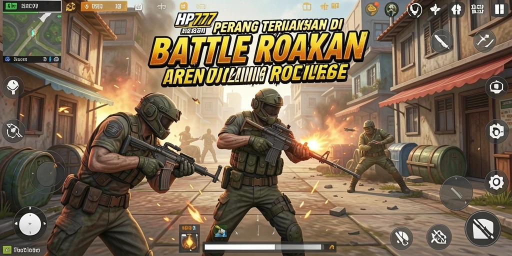 Tampilan gameplay seru dalam pertempuran Battle Royale di HP777.
