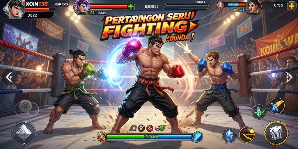 Gameplay seru KOIN138 dengan karakter bertarung membawa adrenalin tinggi.