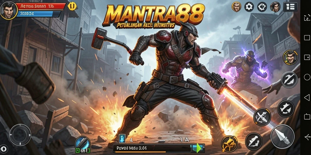 Tampilan aksi mendebarkan dari gameplay MANTRA88.