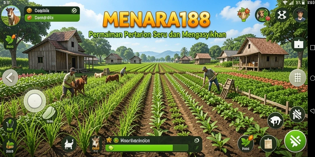 Tampilan gameplay seru di MENARA188 dengan lahan pertanian yang subur.