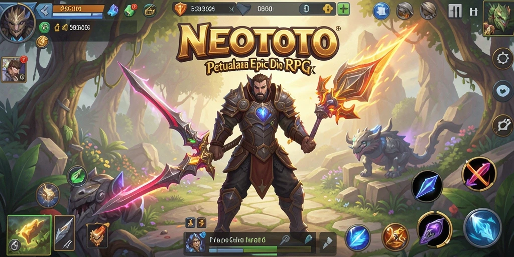 Tangkapan layar gameplay NEOTOTO menampilkan aksi RPG yang dinamis dan mendebarkan.